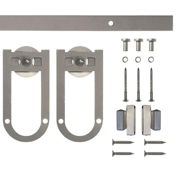 Quiet Glide Soft Close 48" Satin Nickel Horseshoe Mini Single Barn Door Hardware NT.1310.08.SN-48-SC